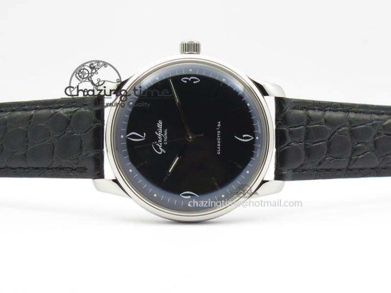 Senator Sixties SS Black Dial On Black Leather Strap A Stretchable 6656