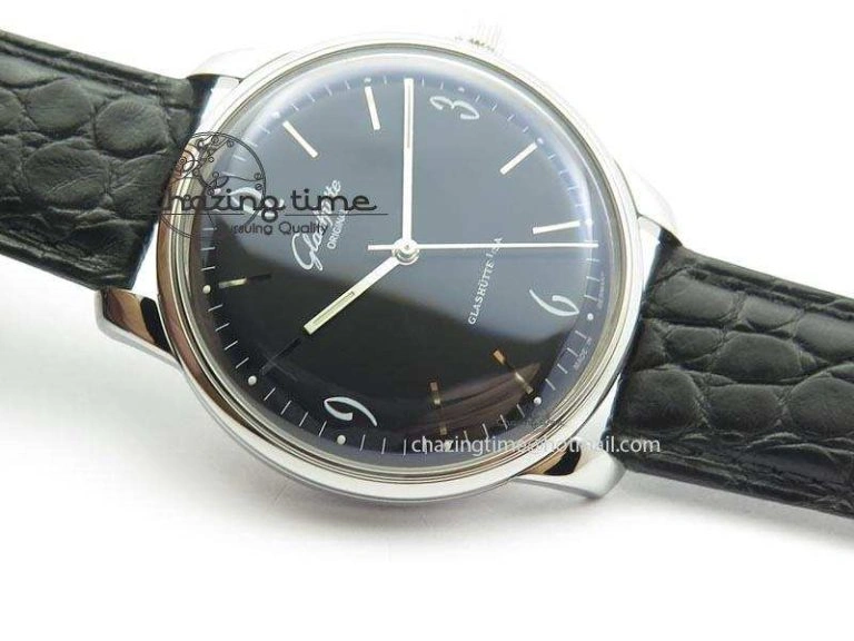 Senator Sixties SS Black Dial On Black Leather Strap A Stretchable 6656