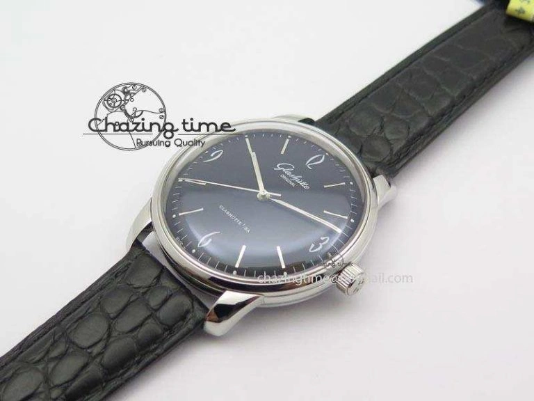 Senator Sixties SS Black Dial On Black Leather Strap A Stretchable 6656