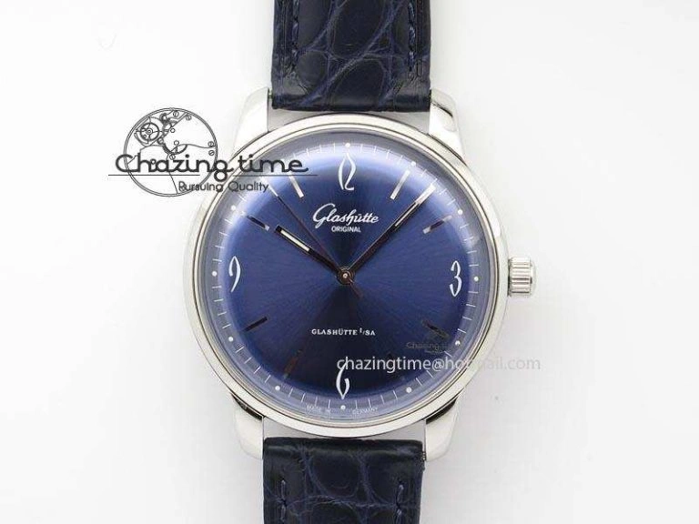 Durable Senator Sixties SS Blue Dial On Black Leather Strap A 6651