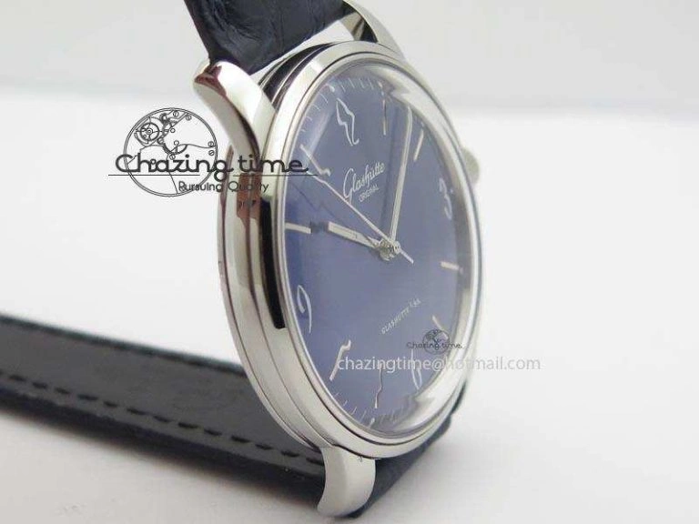Durable Senator Sixties SS Blue Dial On Black Leather Strap A 6651