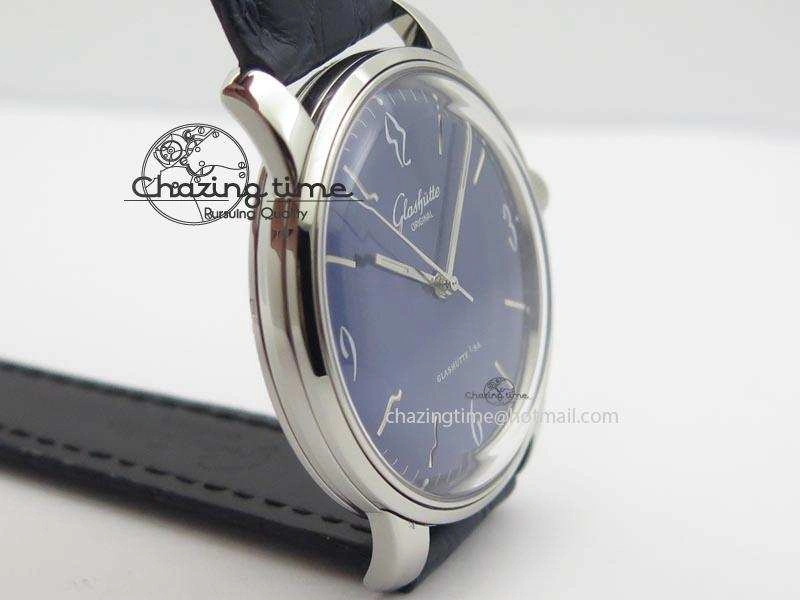 Durable Senator Sixties SS Blue Dial On Black Leather Strap A 6651