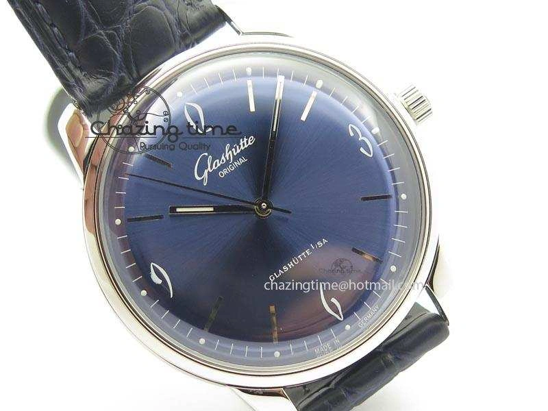Durable Senator Sixties SS Blue Dial On Black Leather Strap A 6651