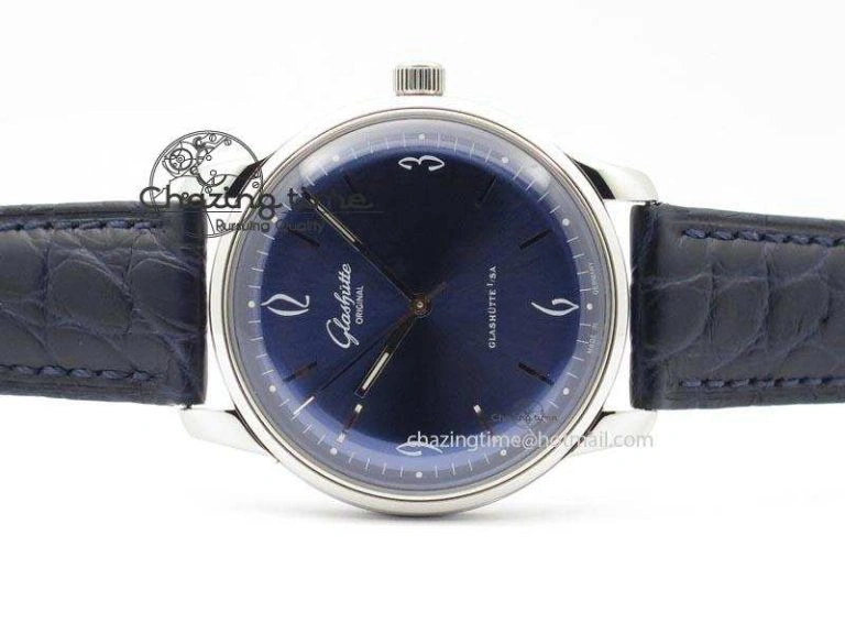 Durable Senator Sixties SS Blue Dial On Black Leather Strap A 6651