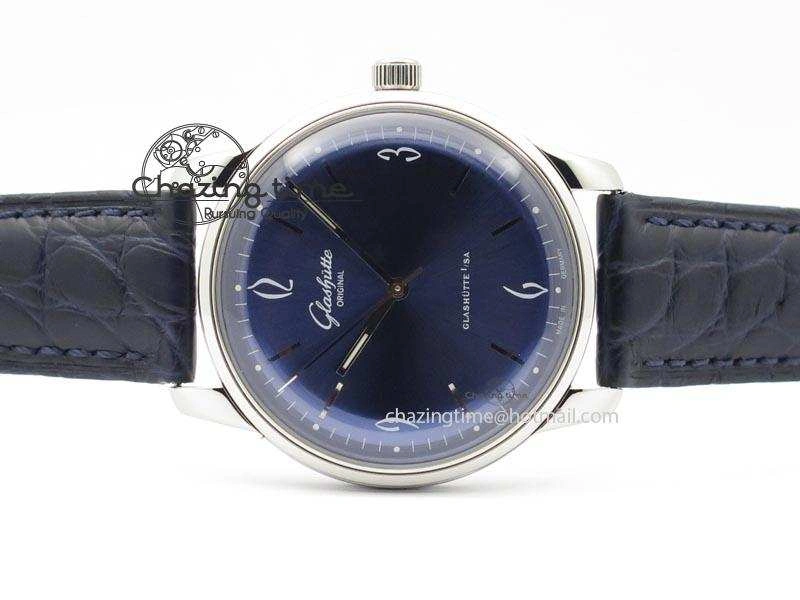 Durable Senator Sixties SS Blue Dial On Black Leather Strap A 6651