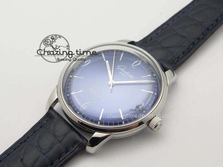 Durable Senator Sixties SS Blue Dial On Black Leather Strap A 6651
