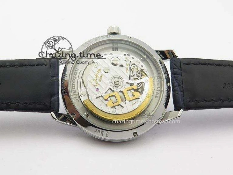 Durable Senator Sixties SS Blue Dial On Black Leather Strap A 6651