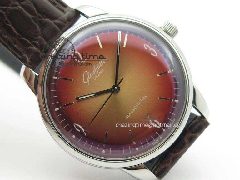 UrbanChic Senator Sixties SS Red Dial On Brown Leather Strap A 6647
