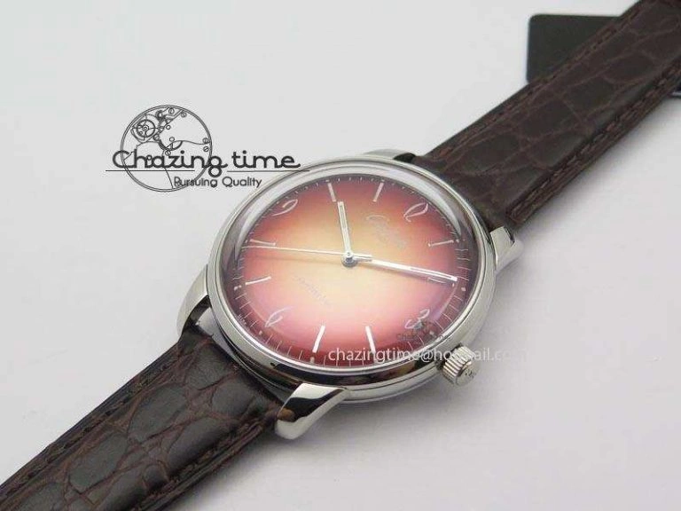 UrbanChic Senator Sixties SS Red Dial On Brown Leather Strap A 6647