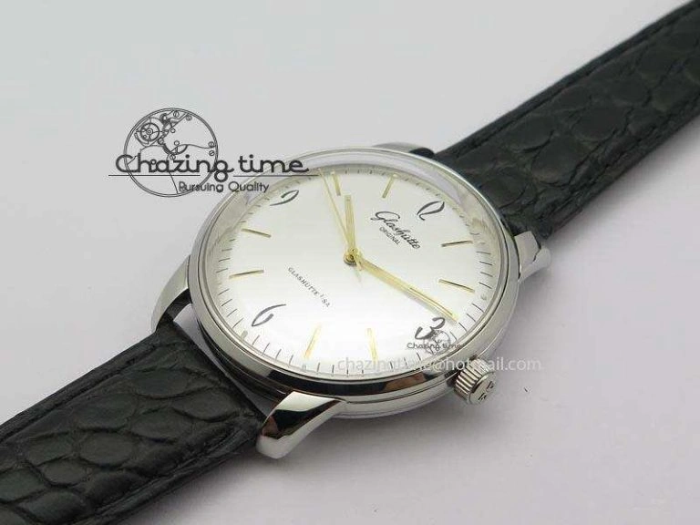 Senator Sixties SS White Dial On Black Leather Strap A Lightweight 6654