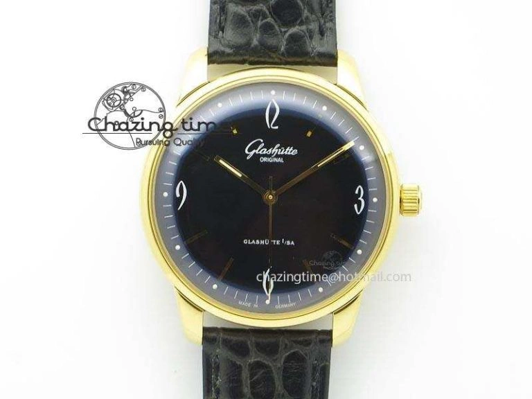 Senator Sixties YG Black Dial On Black Leather Strap A UrbanChic 6650