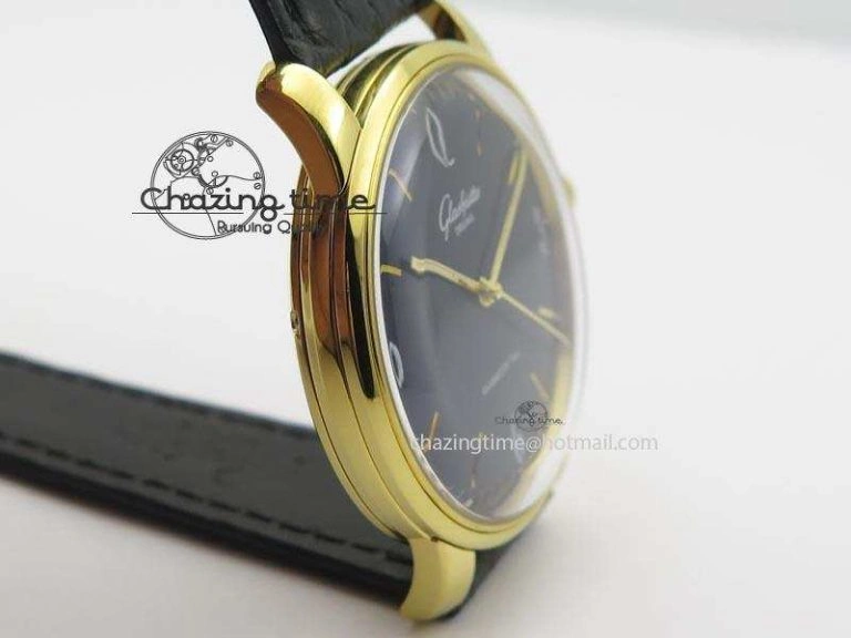 Senator Sixties YG Black Dial On Black Leather Strap A UrbanChic 6650