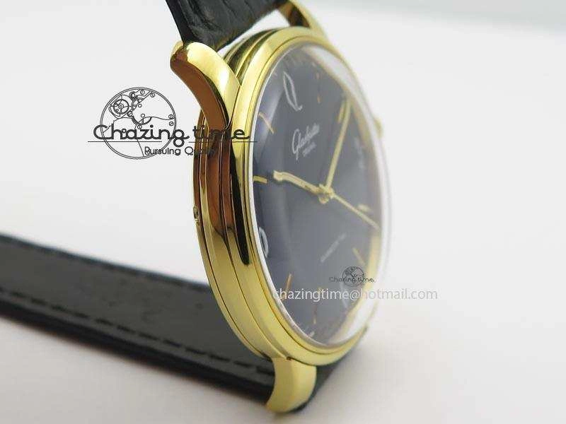 Senator Sixties YG Black Dial On Black Leather Strap A UrbanChic 6650