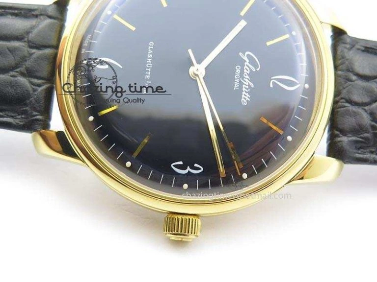 Senator Sixties YG Black Dial On Black Leather Strap A UrbanChic 6650