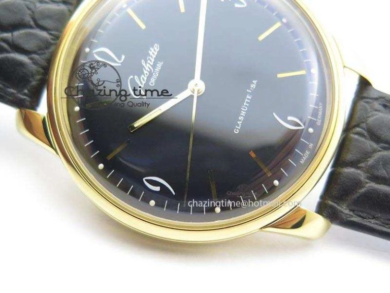 Senator Sixties YG Black Dial On Black Leather Strap A UrbanChic 6650