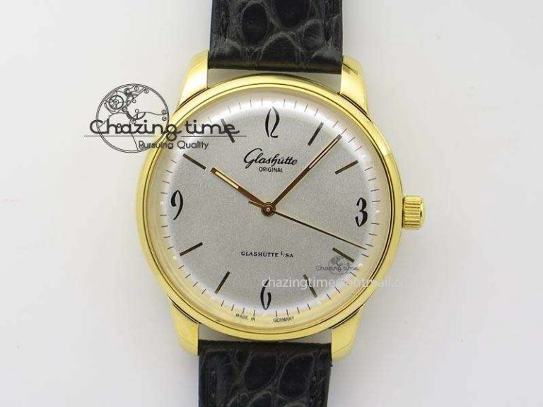 Senator Sixties YG White Dial On Black Leather Strap A Unisex 6653