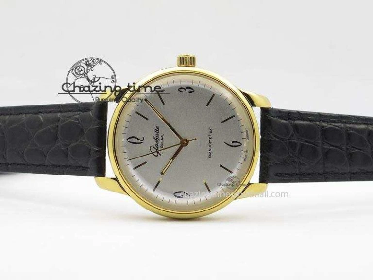 Senator Sixties YG White Dial On Black Leather Strap A Unisex 6653
