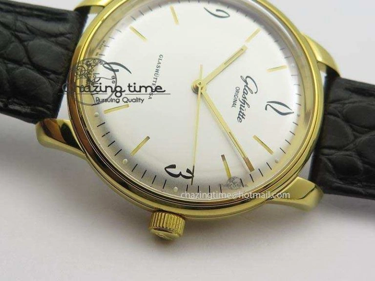 Senator Sixties YG White Dial On Black Leather Strap A Unisex 6653