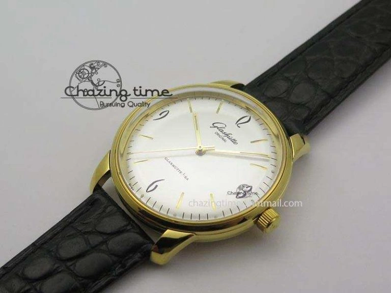 Senator Sixties YG White Dial On Black Leather Strap A Unisex 6653