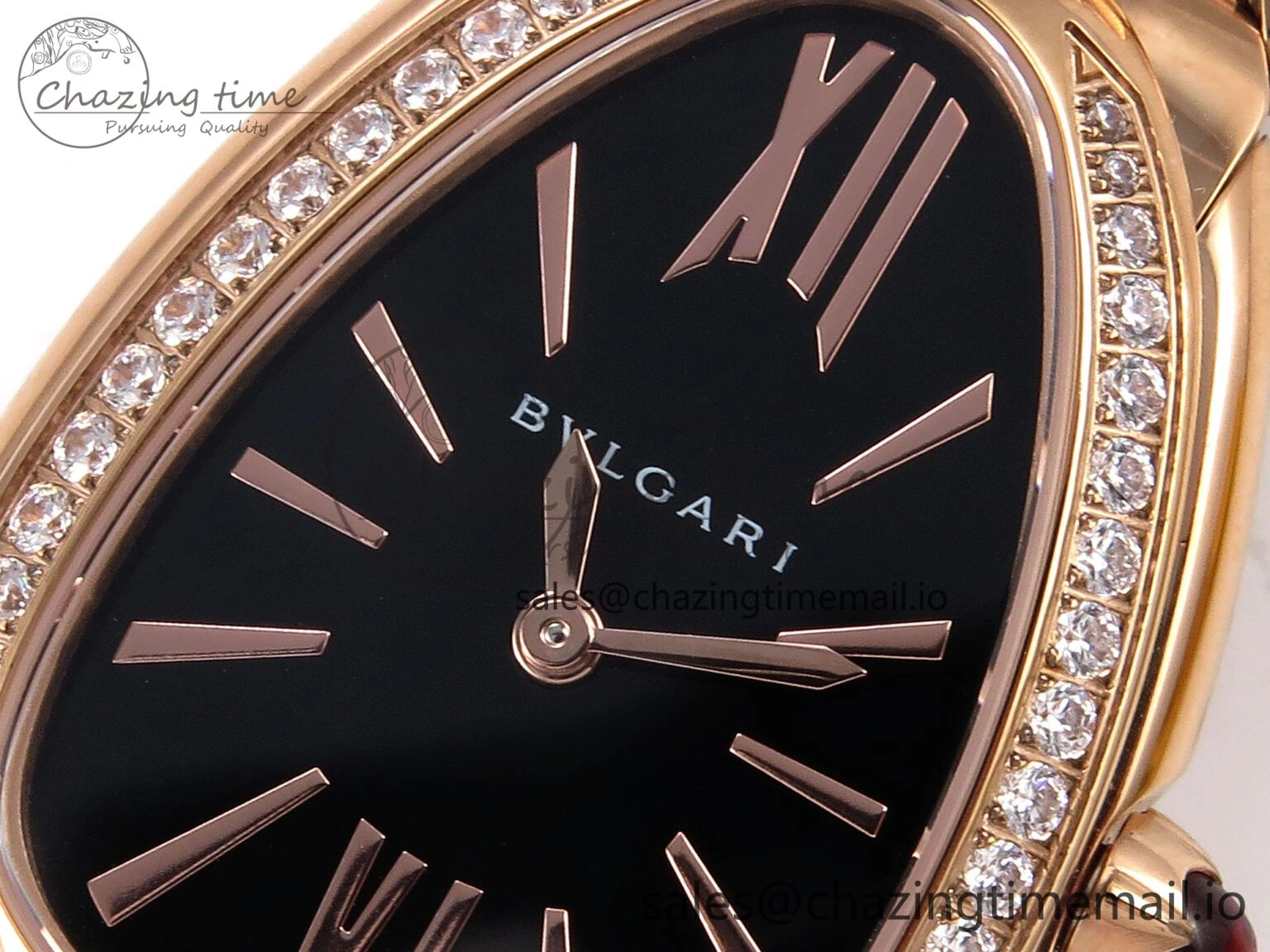 Serpenti Seduttori Watch RG BVF 1:1 Best Edition Black Dial Diamonds Bezel on RG Bracelet Swiss Quartz Lightweight 5814