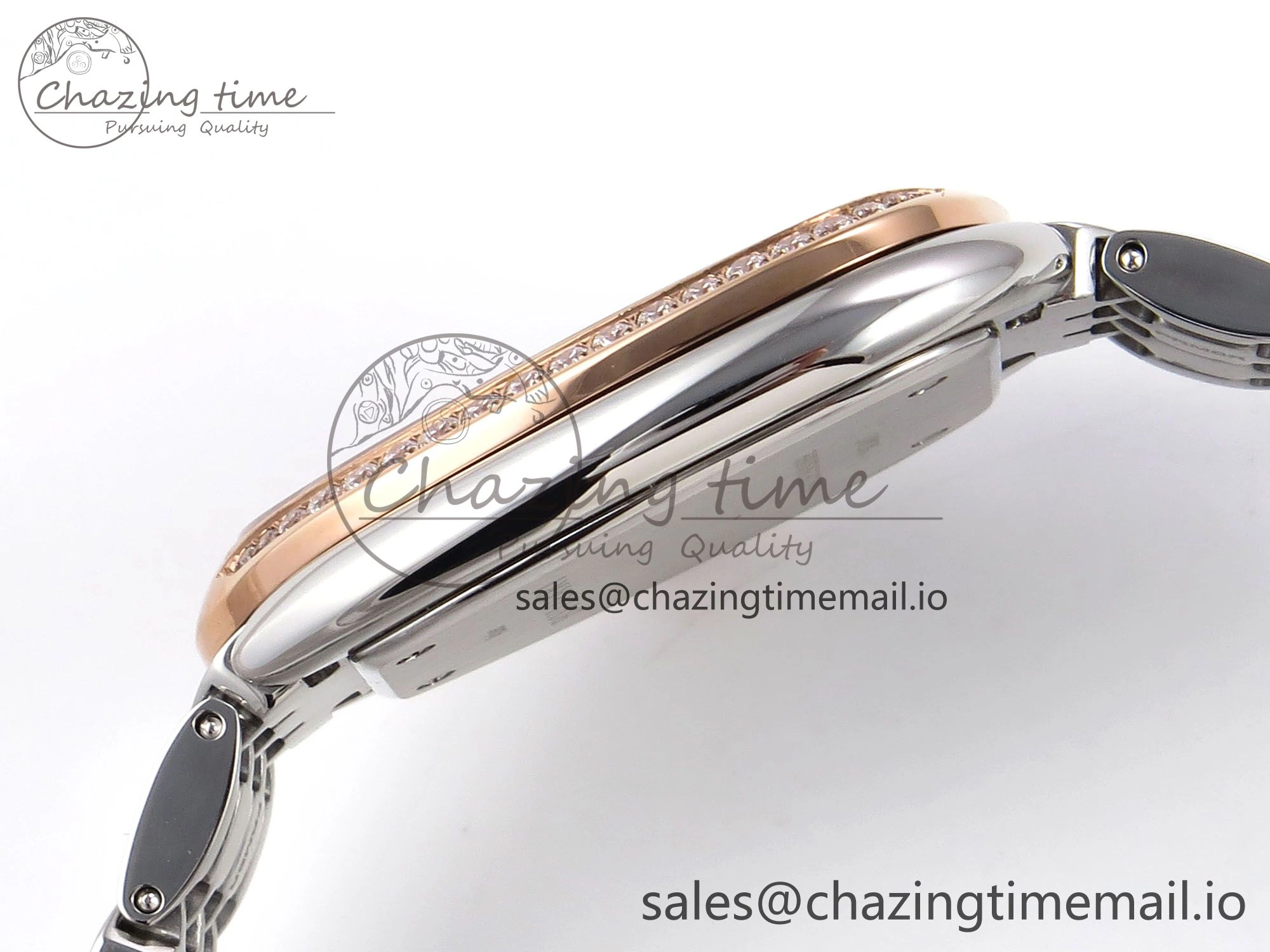 Lightweight Serpenti Seduttori Watch RG BVF 1:1 Best Edition Black Dial Diamonds Bezel on SS Bracelet Swiss Quartz 5813