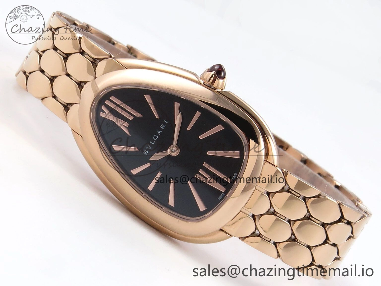 Serpenti Seduttori Watch RG BVF 1:1 Best Edition Black Dial on RG Bracelet Swiss Quartz EasyCare 5816