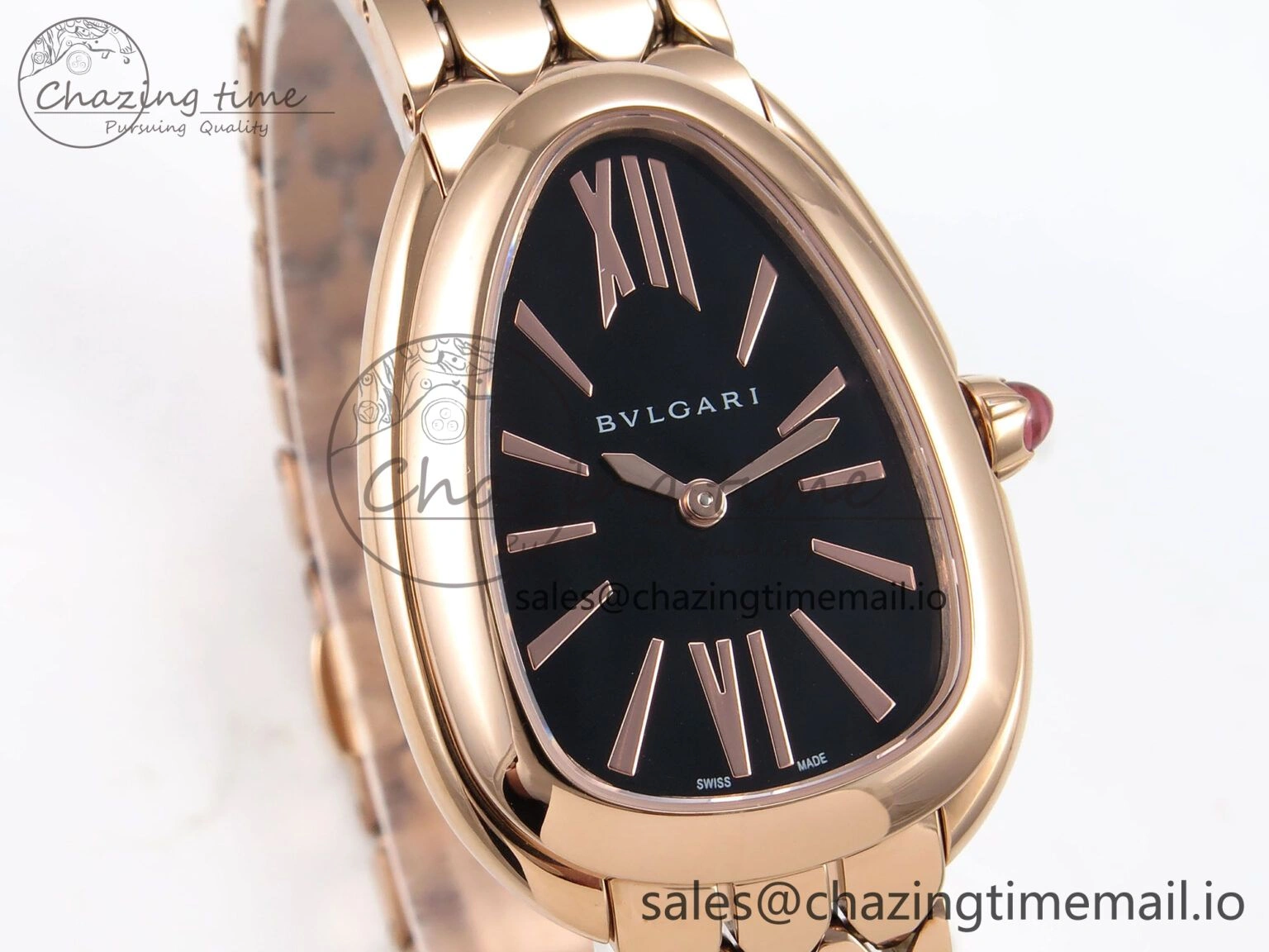 Serpenti Seduttori Watch RG BVF 1:1 Best Edition Black Dial on RG Bracelet Swiss Quartz EasyCare 5816