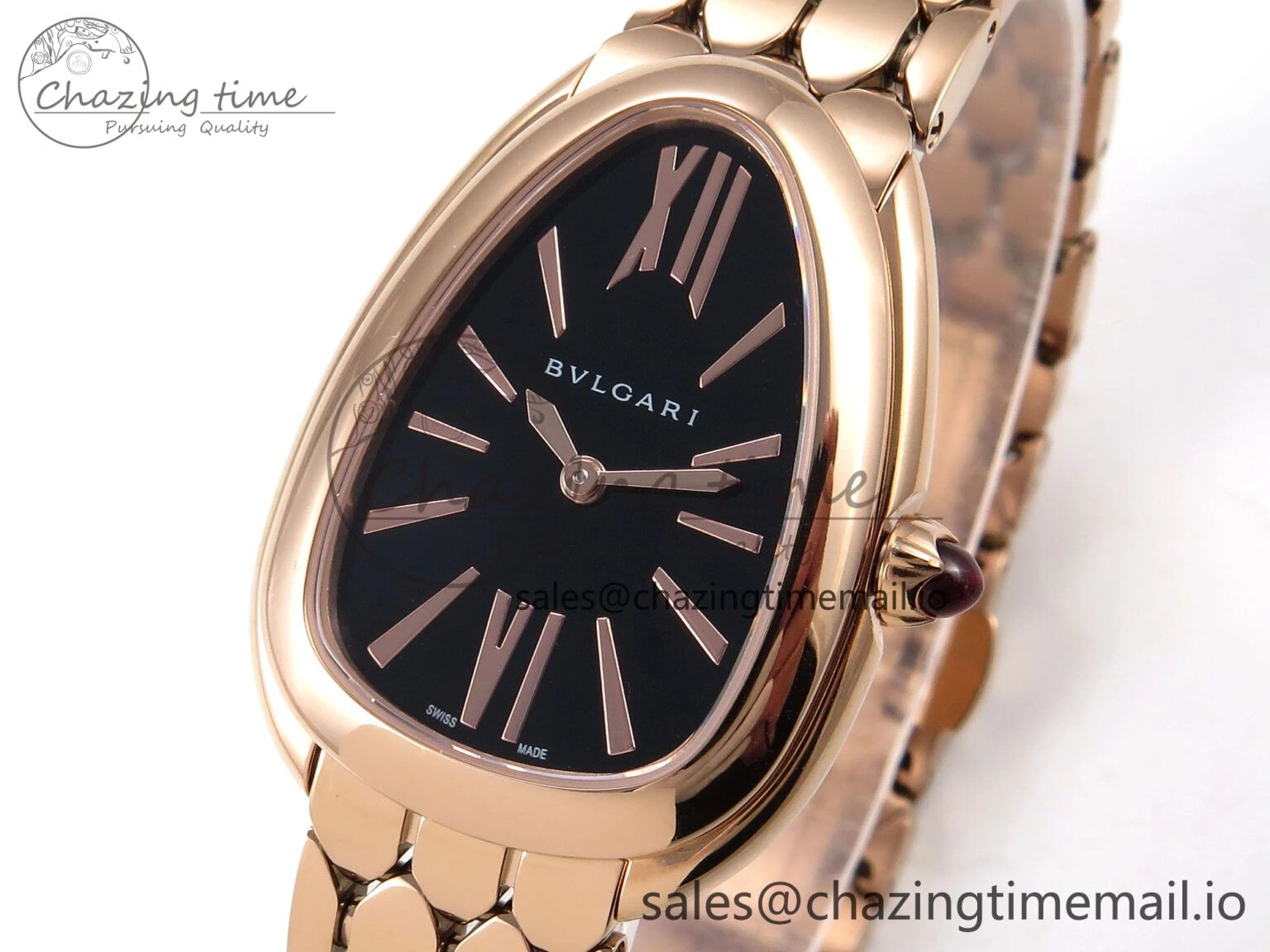 Serpenti Seduttori Watch RG BVF 1:1 Best Edition Black Dial on RG Bracelet Swiss Quartz EasyCare 5816