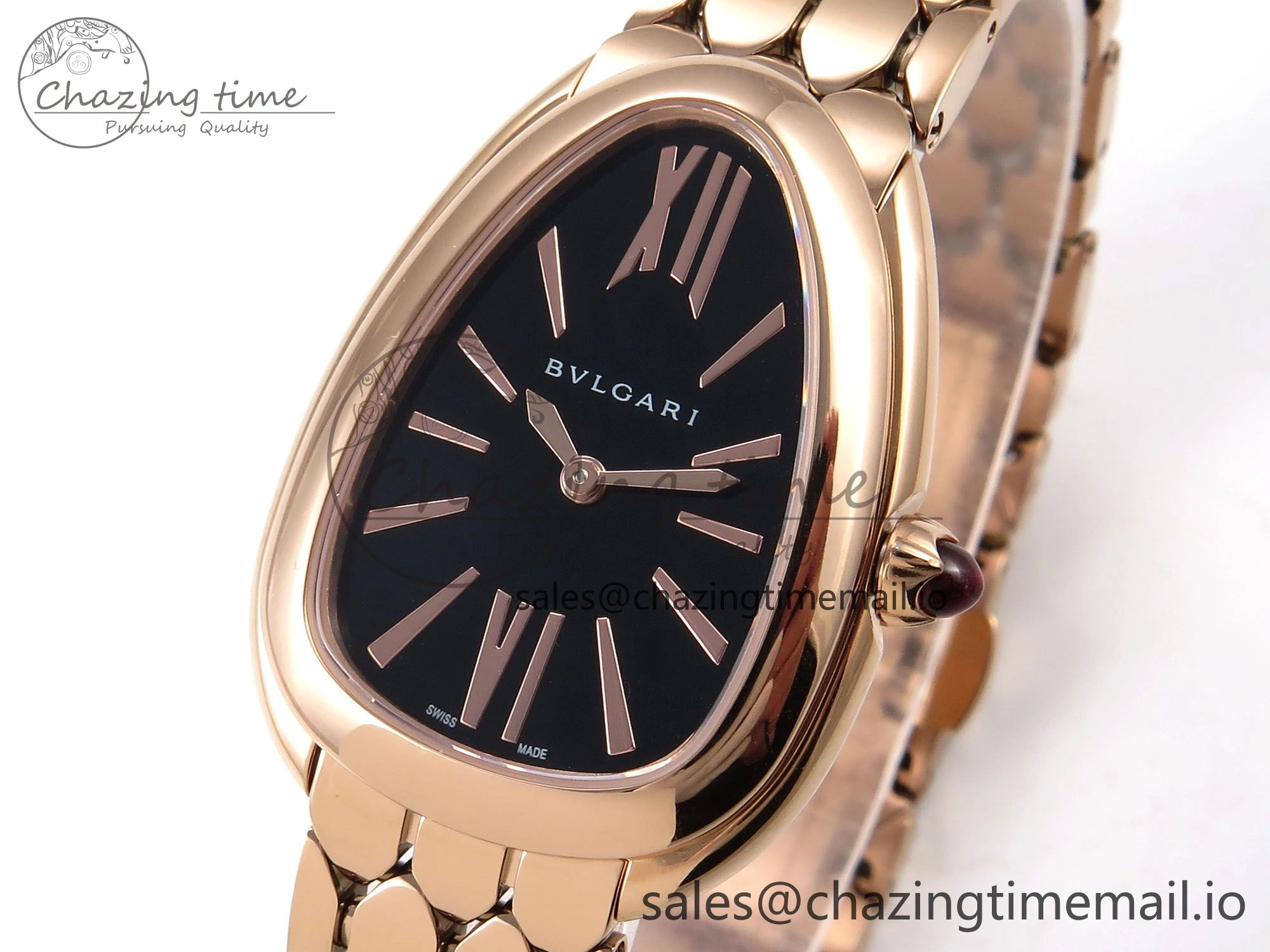 Serpenti Seduttori Watch RG BVF 1:1 Best Edition Black Dial on RG Bracelet Swiss Quartz EasyCare 5816