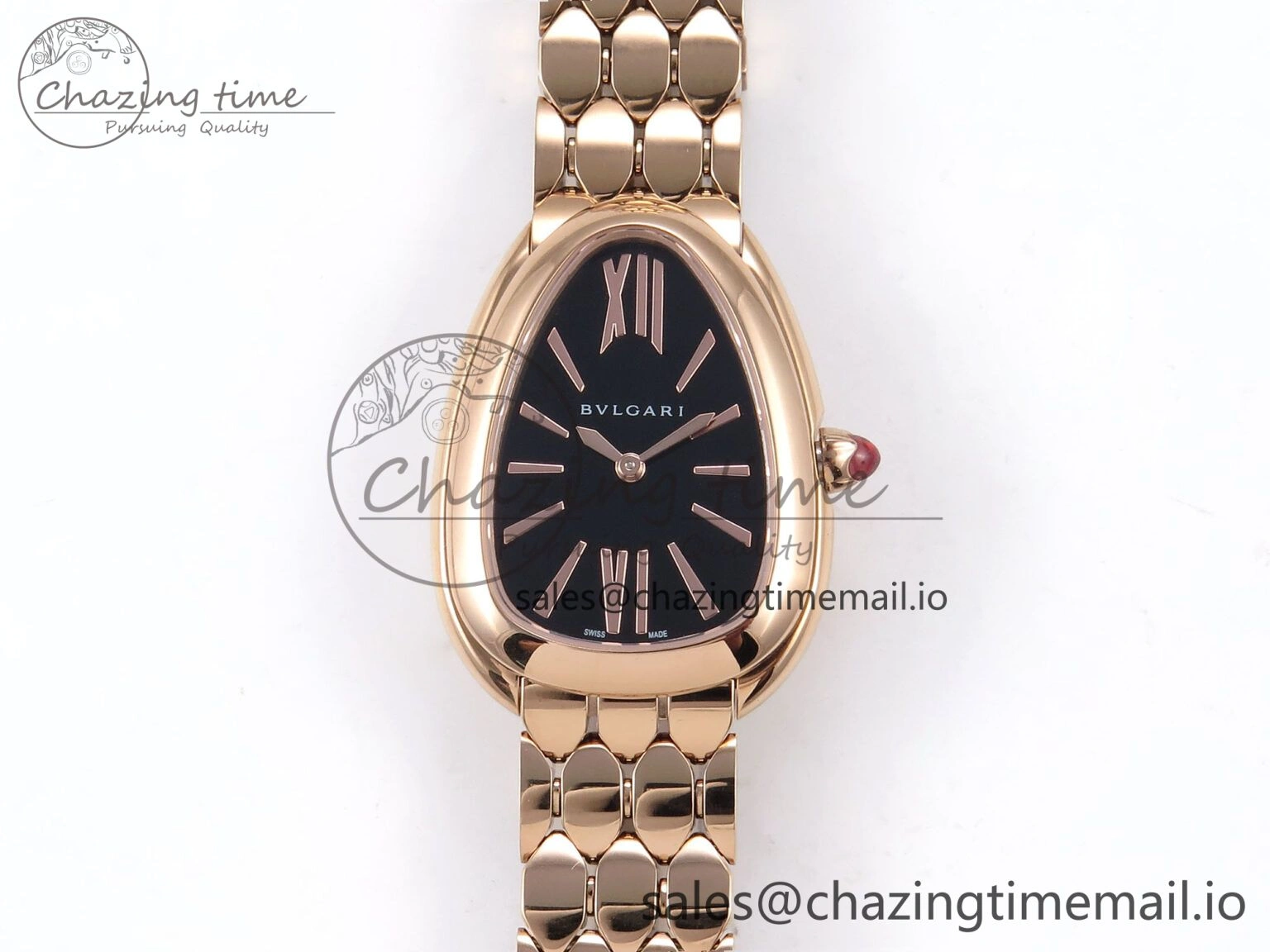 Serpenti Seduttori Watch RG BVF 1:1 Best Edition Black Dial on RG Bracelet Swiss Quartz EasyCare 5816