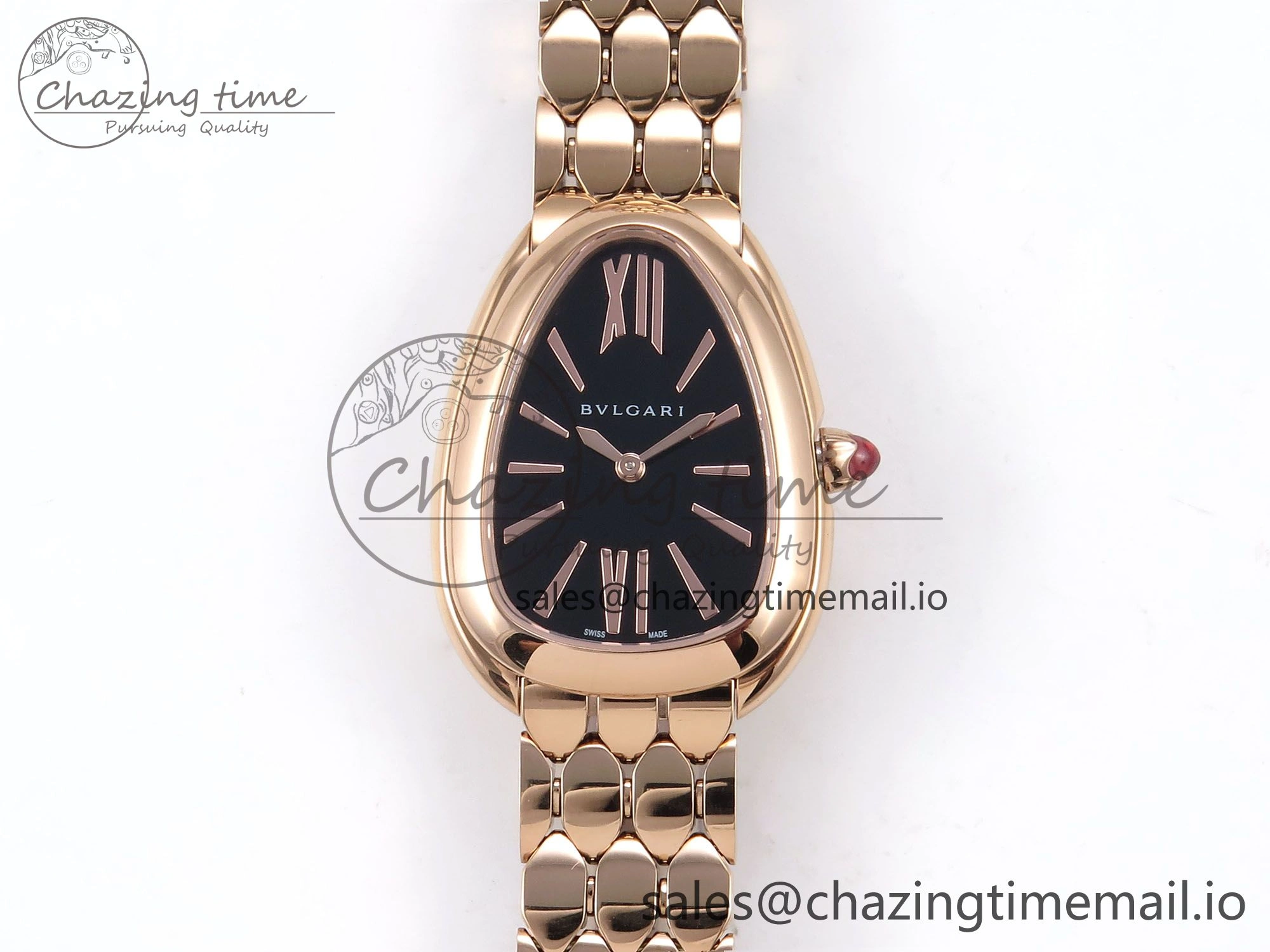 Serpenti Seduttori Watch RG BVF 1:1 Best Edition Black Dial on RG Bracelet Swiss Quartz EasyCare 5816