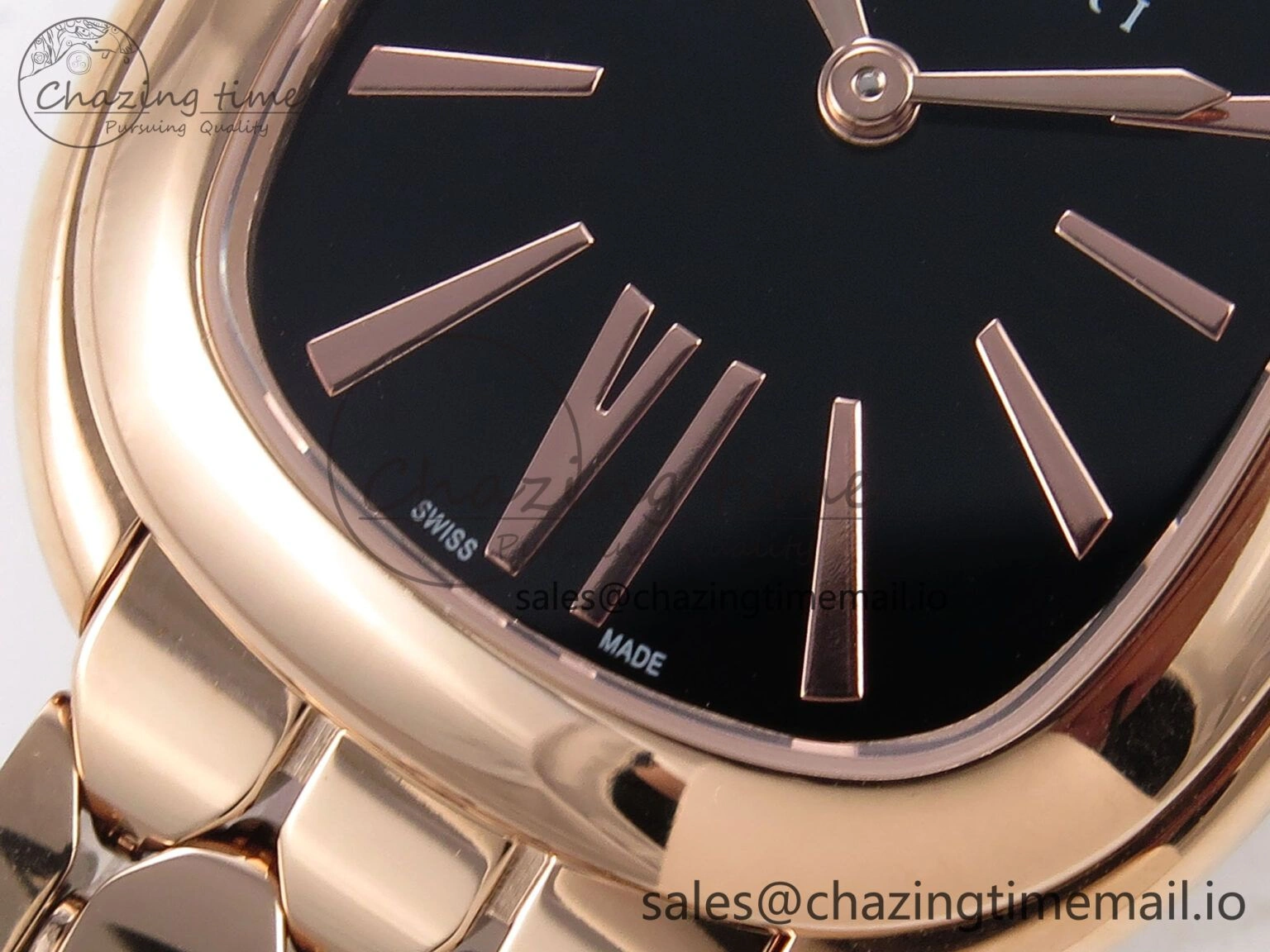 Serpenti Seduttori Watch RG BVF 1:1 Best Edition Black Dial on RG Bracelet Swiss Quartz EasyCare 5816