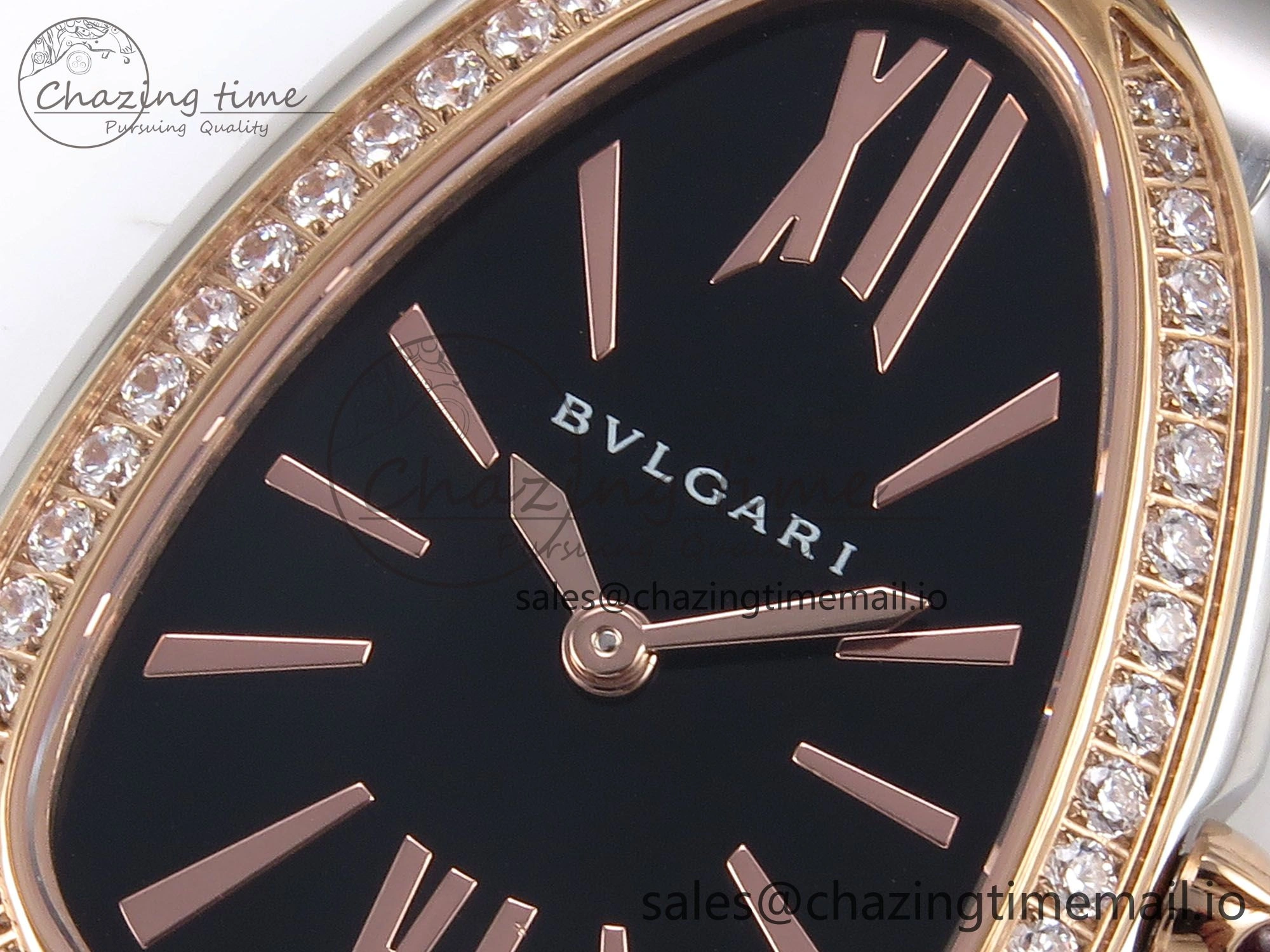 NewStyle Serpenti Seduttori Watch RG SS BVF 1:1 Best Edition Black Dial Diamonds Bezel on RG SS Bracelet Swiss Quartz 5811