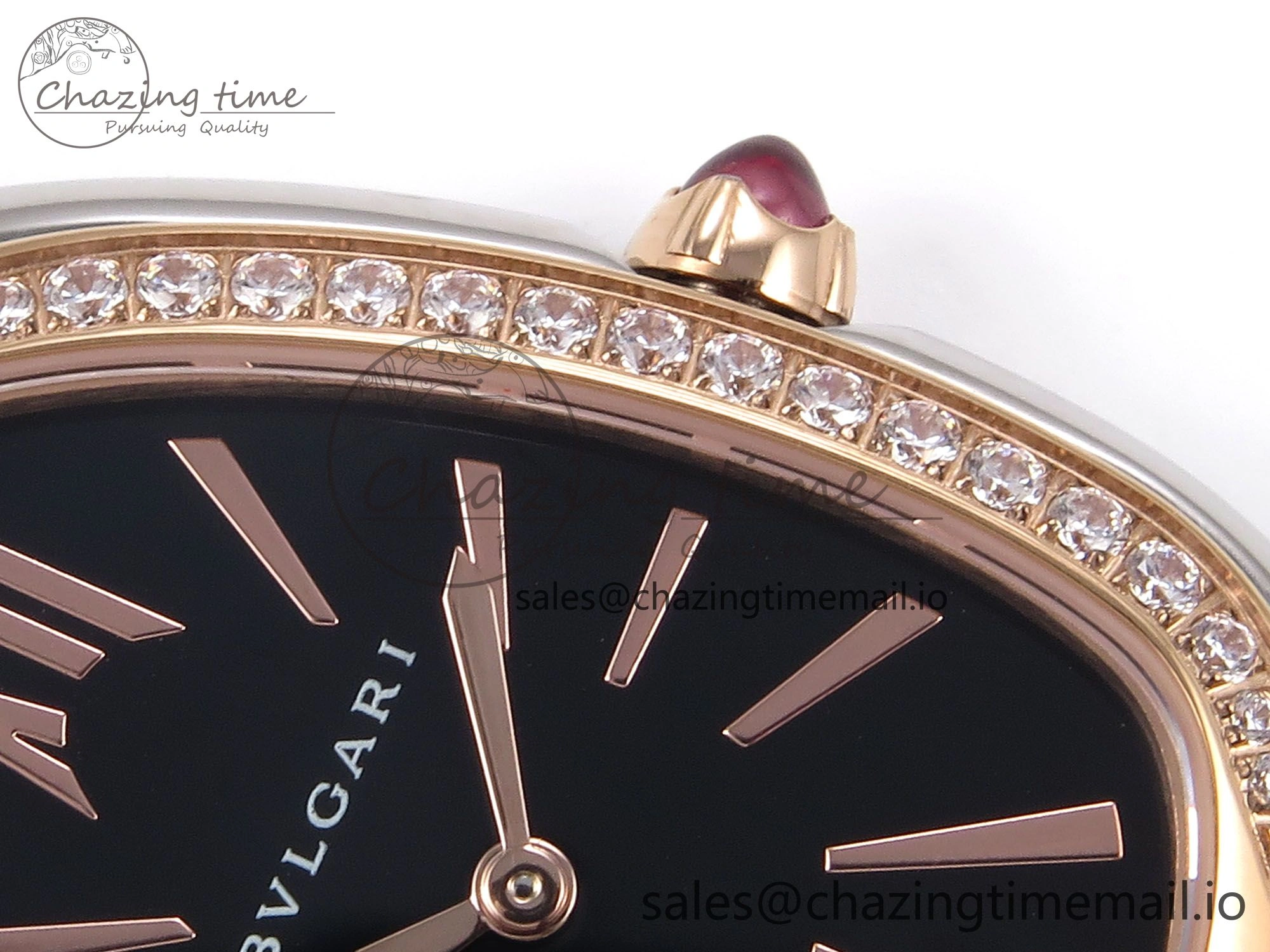 NewStyle Serpenti Seduttori Watch RG SS BVF 1:1 Best Edition Black Dial Diamonds Bezel on RG SS Bracelet Swiss Quartz 5811