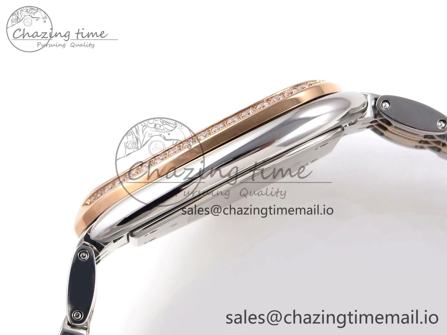 NewStyle Serpenti Seduttori Watch RG SS BVF 1:1 Best Edition Black Dial Diamonds Bezel on RG SS Bracelet Swiss Quartz 5811