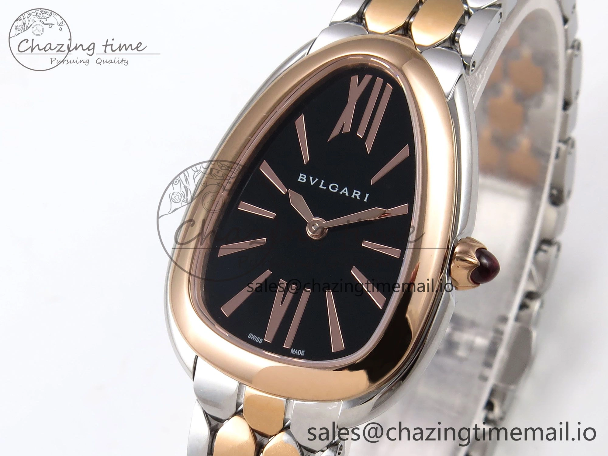 NewStyle Serpenti Seduttori Watch RG SS BVF 1:1 Best Edition Black Dial on RG SS Bracelet Swiss Quartz 5810