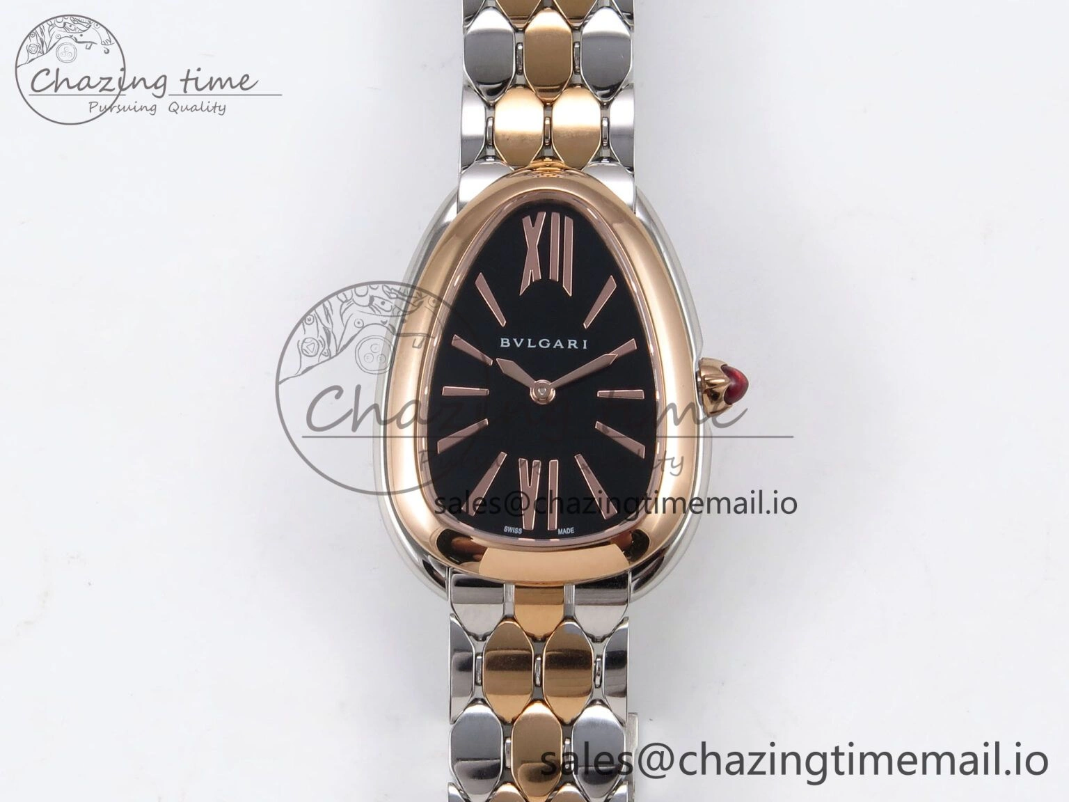 NewStyle Serpenti Seduttori Watch RG SS BVF 1:1 Best Edition Black Dial on RG SS Bracelet Swiss Quartz 5810