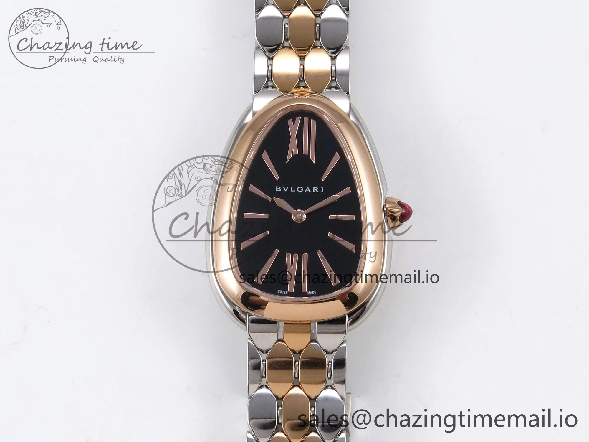 NewStyle Serpenti Seduttori Watch RG SS BVF 1:1 Best Edition Black Dial on RG SS Bracelet Swiss Quartz 5810