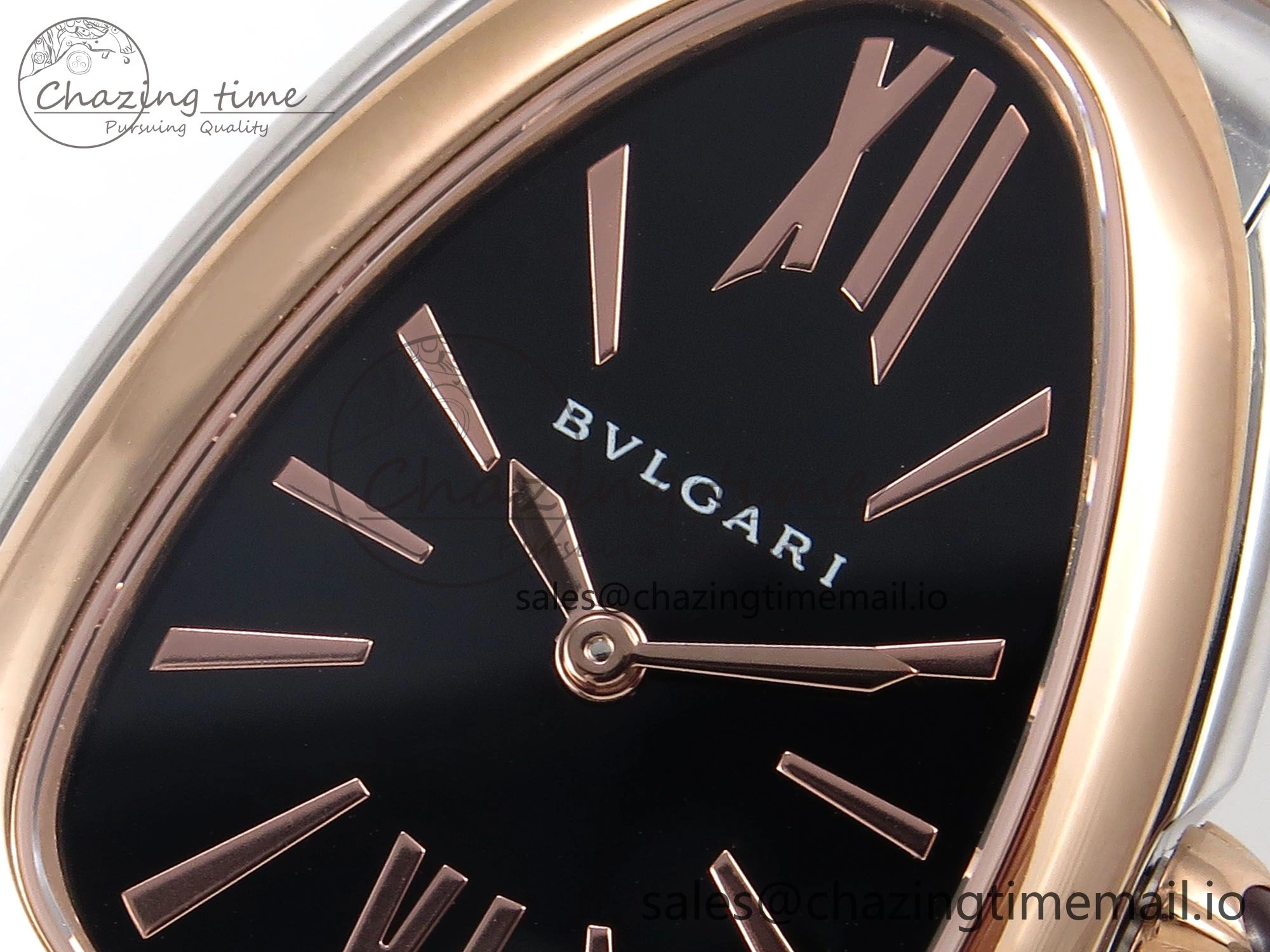 NewStyle Serpenti Seduttori Watch RG SS BVF 1:1 Best Edition Black Dial on RG SS Bracelet Swiss Quartz 5810