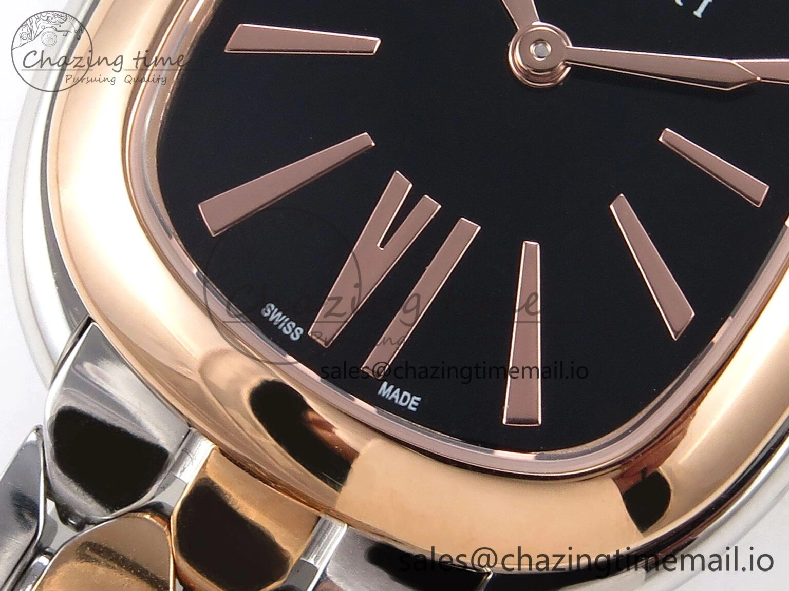 NewStyle Serpenti Seduttori Watch RG SS BVF 1:1 Best Edition Black Dial on RG SS Bracelet Swiss Quartz 5810