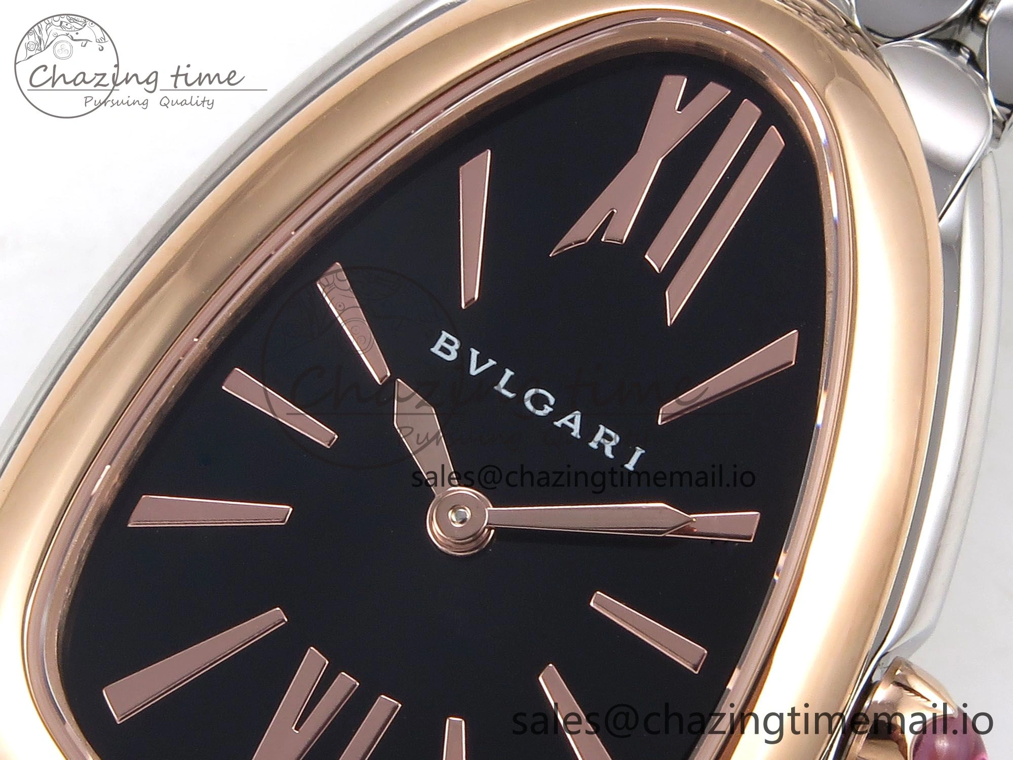 TimelessDesign Serpenti Seduttori Watch RG SS BVF 1:1 Best Edition Black Dial on SS Bracelet Swiss Quartz 5812