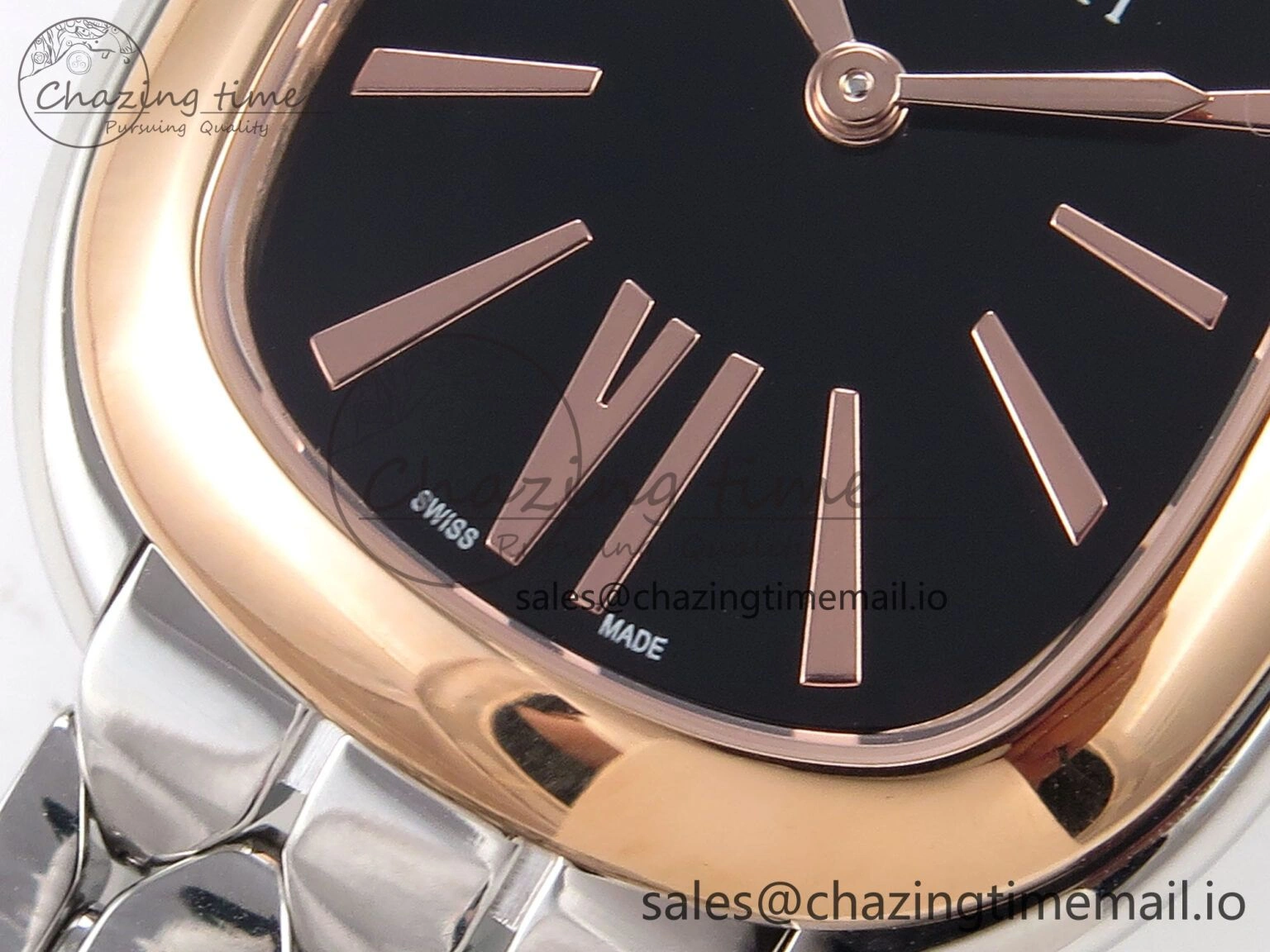 TimelessDesign Serpenti Seduttori Watch RG SS BVF 1:1 Best Edition Black Dial on SS Bracelet Swiss Quartz 5812