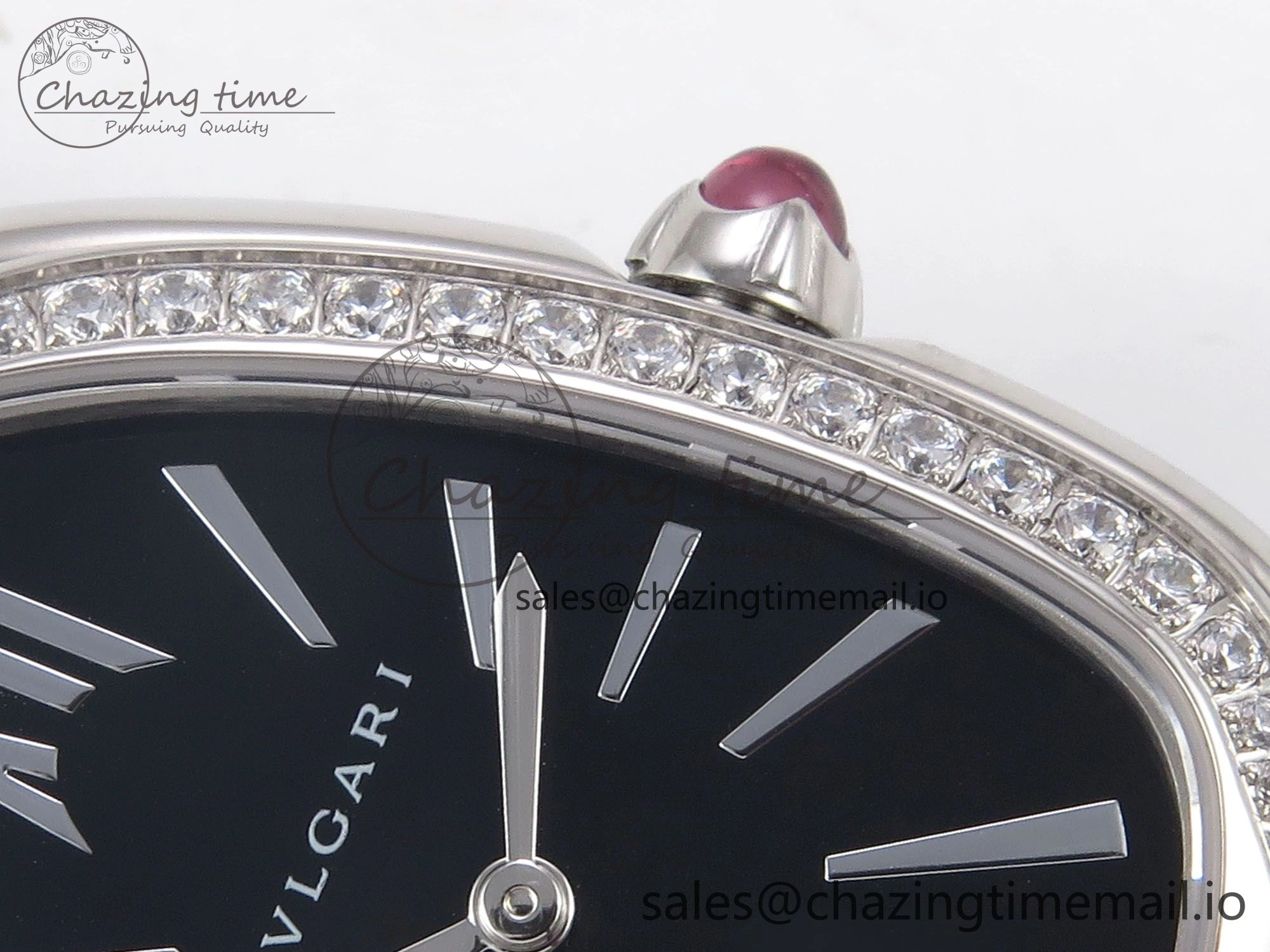 Serpenti Seduttori Watch SS BVF 1:1 Best Edition Black Dial Diamonds Bezel on SS Bracelet Swiss Quartz StreetReady 5809
