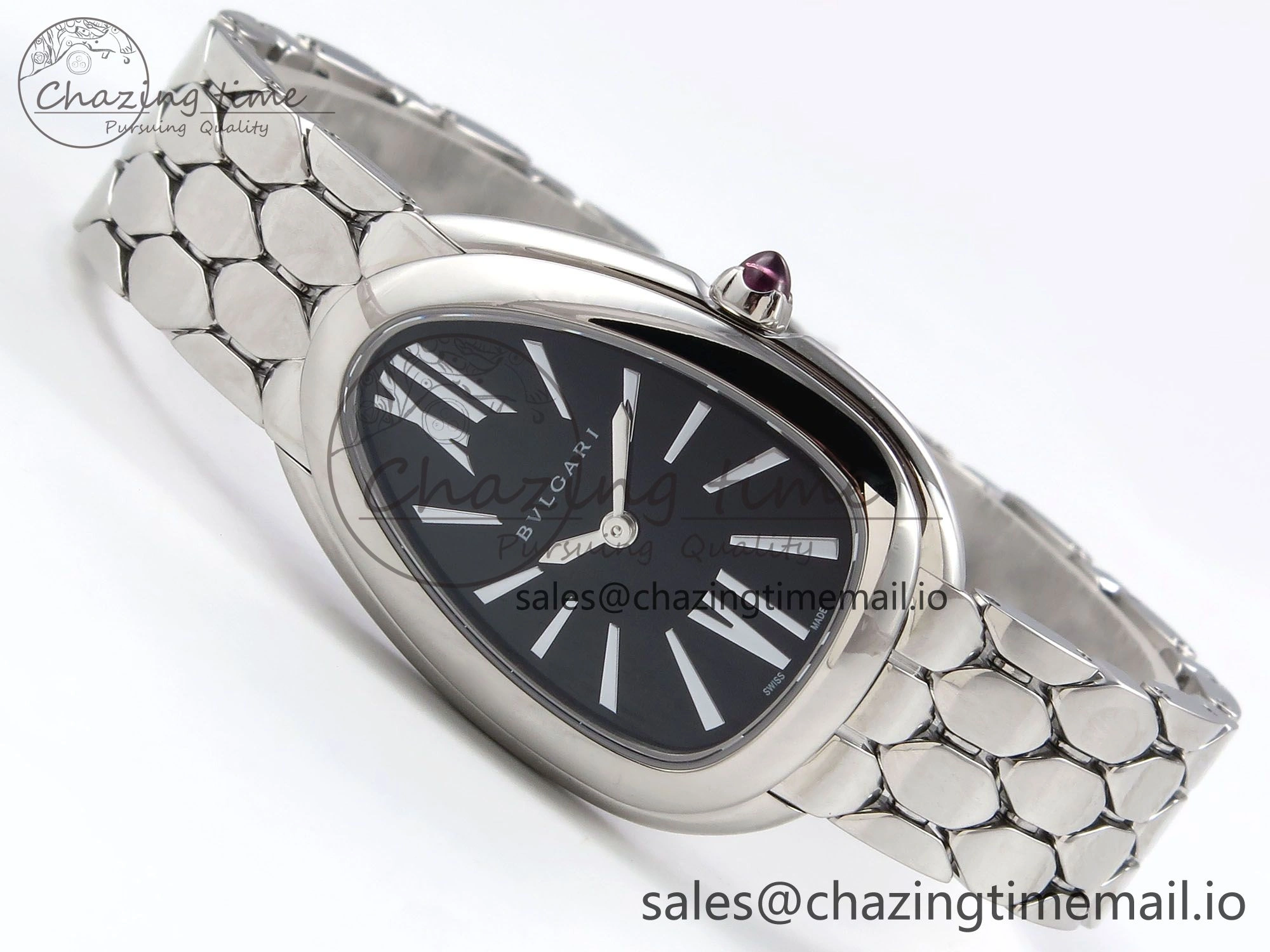 Comfortable Serpenti Seduttori Watch SS BVF 1:1 Best Edition Black Dial on SS Bracelet Swiss Quartz 5808