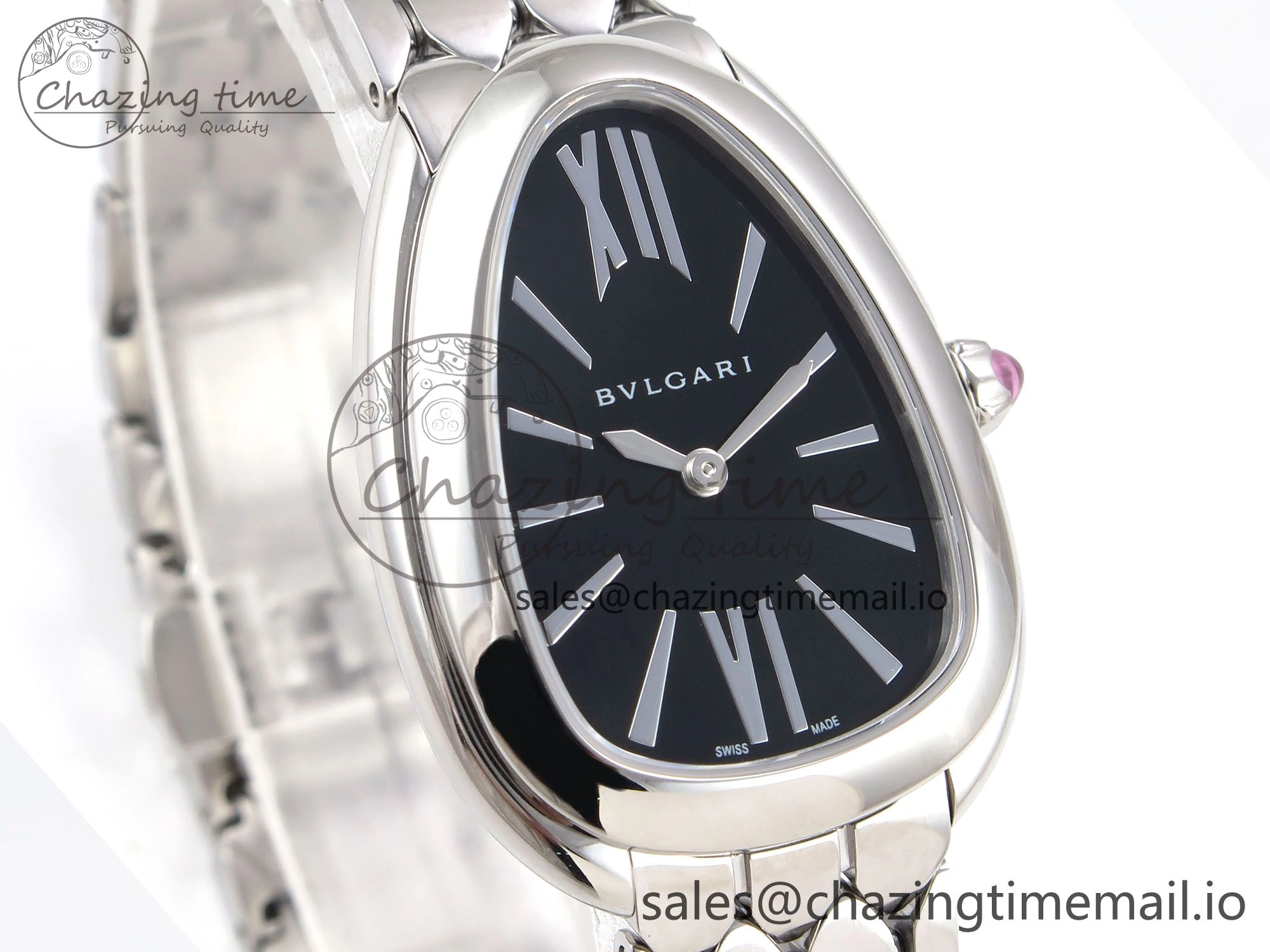 Comfortable Serpenti Seduttori Watch SS BVF 1:1 Best Edition Black Dial on SS Bracelet Swiss Quartz 5808