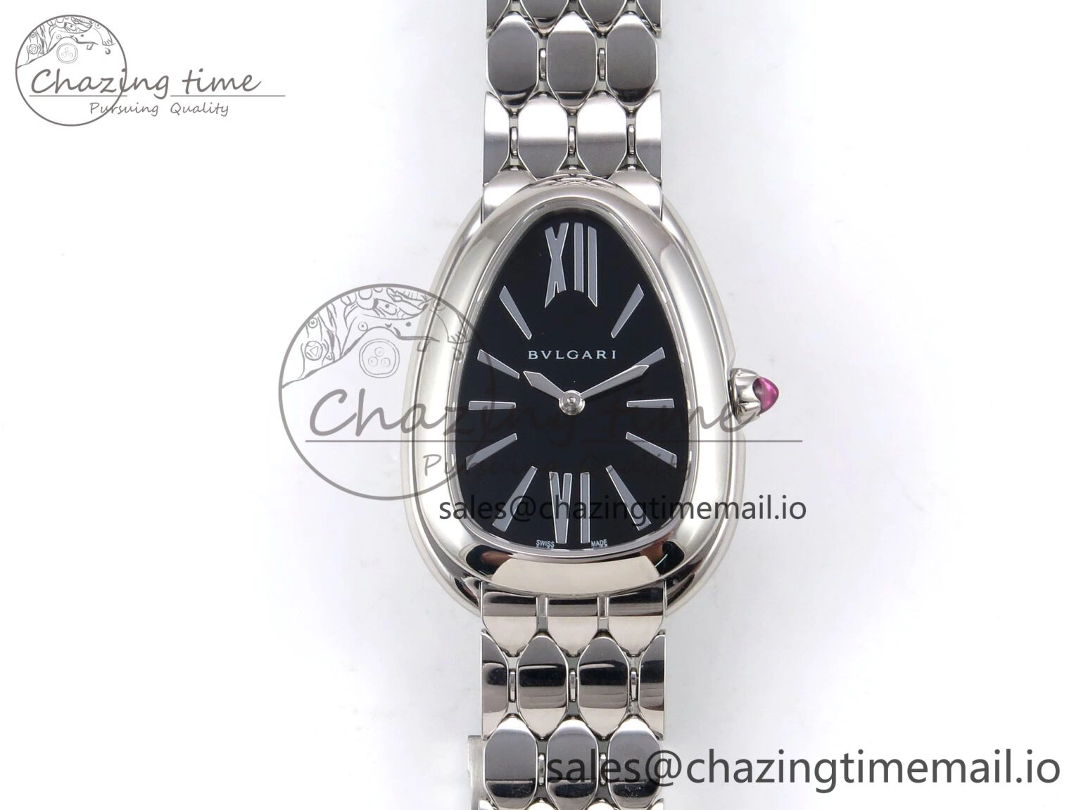 Comfortable Serpenti Seduttori Watch SS BVF 1:1 Best Edition Black Dial on SS Bracelet Swiss Quartz 5808