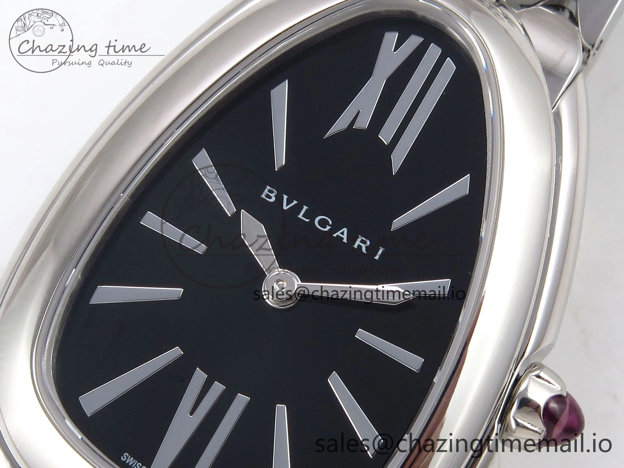 Comfortable Serpenti Seduttori Watch SS BVF 1:1 Best Edition Black Dial on SS Bracelet Swiss Quartz 5808