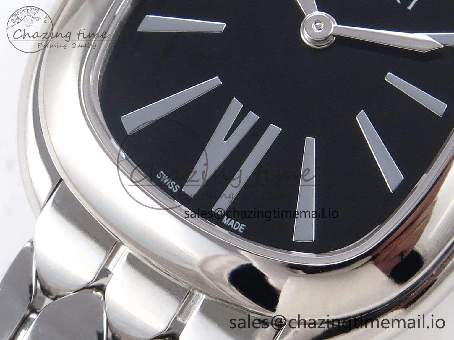 Comfortable Serpenti Seduttori Watch SS BVF 1:1 Best Edition Black Dial on SS Bracelet Swiss Quartz 5808