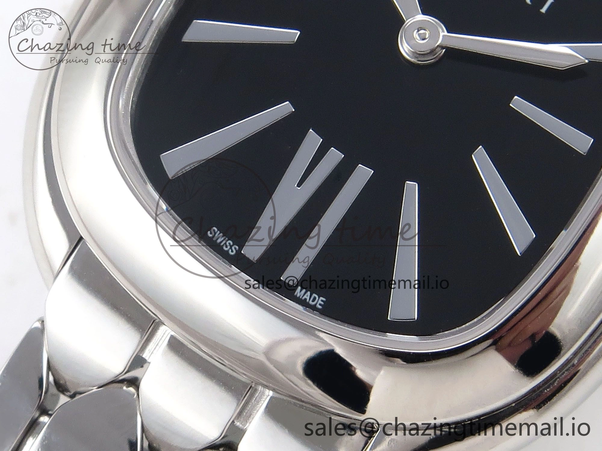 Comfortable Serpenti Seduttori Watch SS BVF 1:1 Best Edition Black Dial on SS Bracelet Swiss Quartz 5808