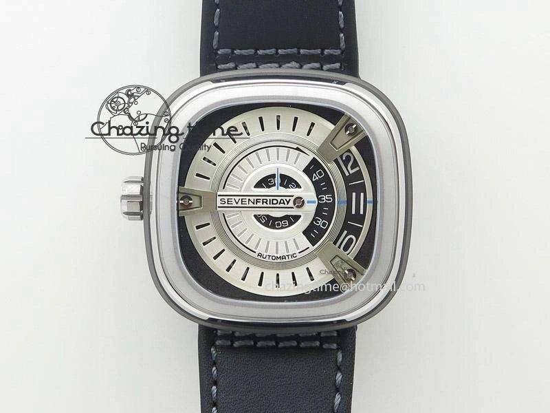 SevenFriday M1-1 SWF 1:1 Best Edition Silver Dial on Black Leather Strap Miyota SmartChoice 9653
